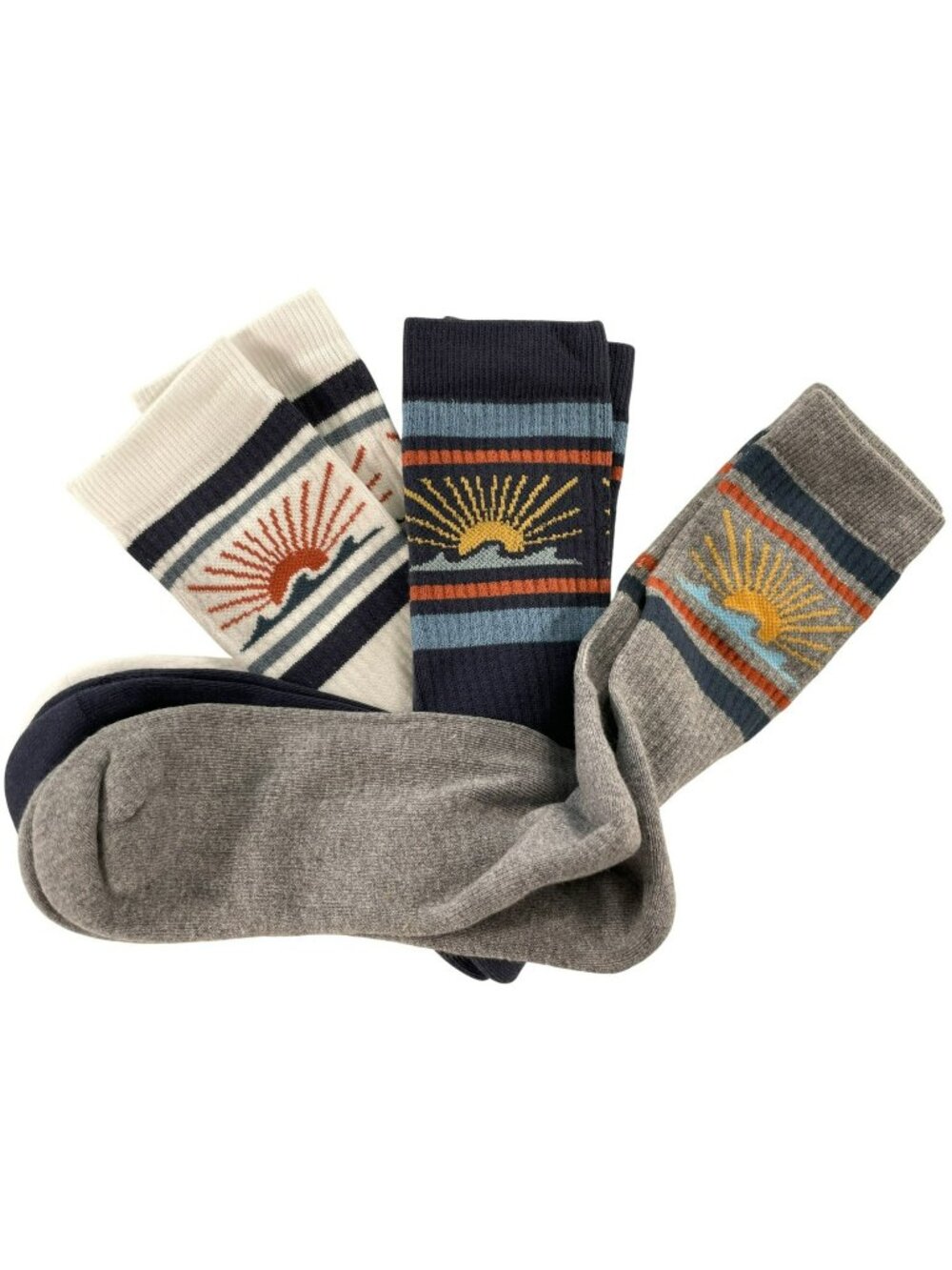 Faherty Sun & Waves 3-Pack Socks Mens 8-10 Womens 9.5-11 Pima Cotton Blend NEW